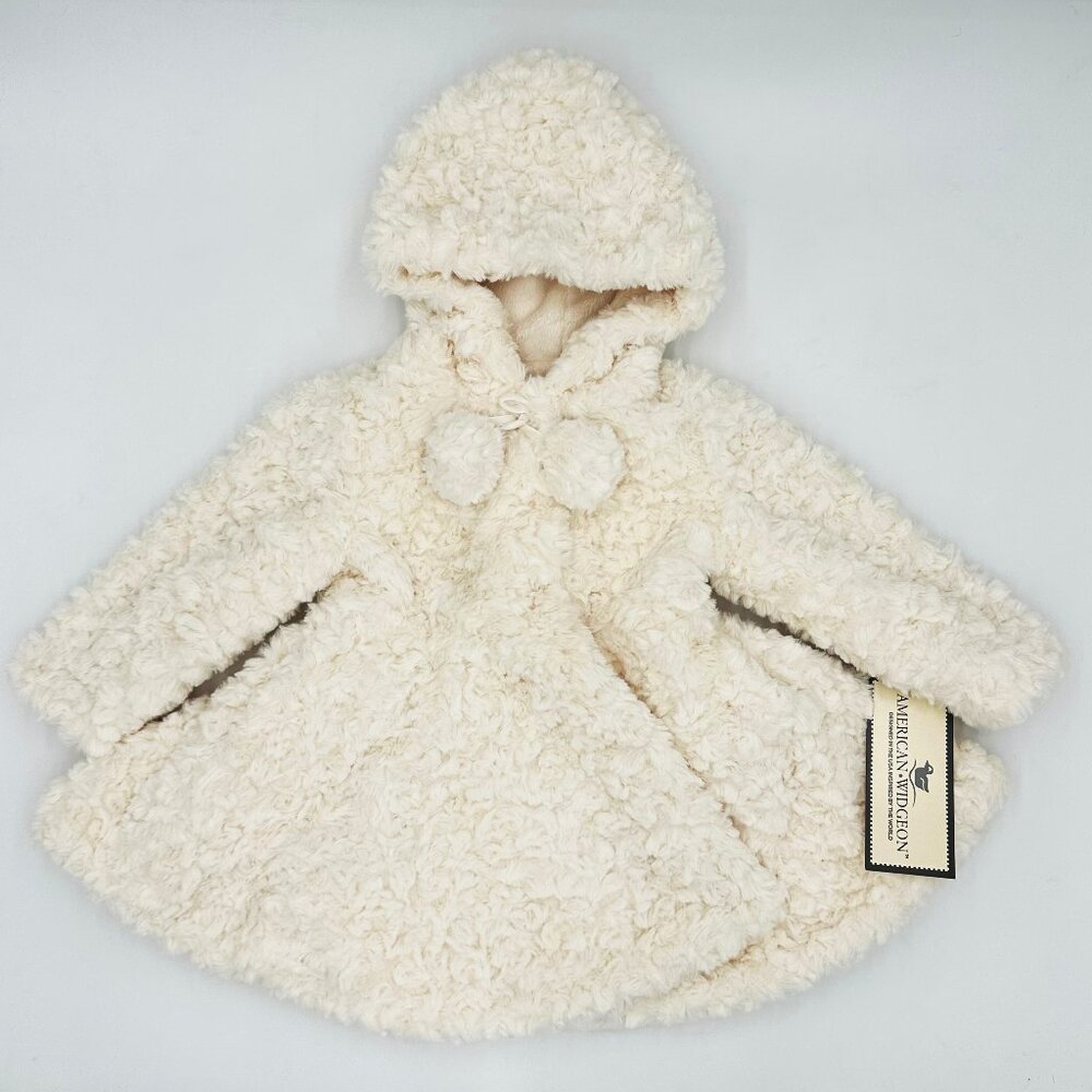 FALL NWT American Widgeon Hooded Ivory Faux-Fur Coat - Size 2T (Tag size 2)